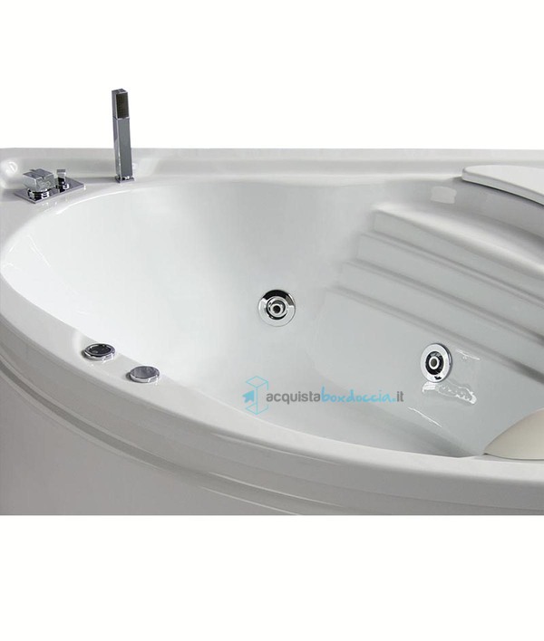 vasca con sistema combinato touchscreen whirpool - airpool - faro a led - disinfezione  in acrilico 140x140 cm  - niagara vtdf