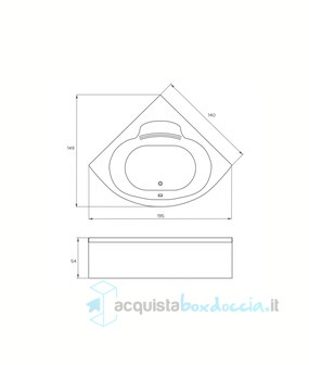 vasca idromassaggio con avviamento digitale in acrilico 140x140 cm  - niagara vdg