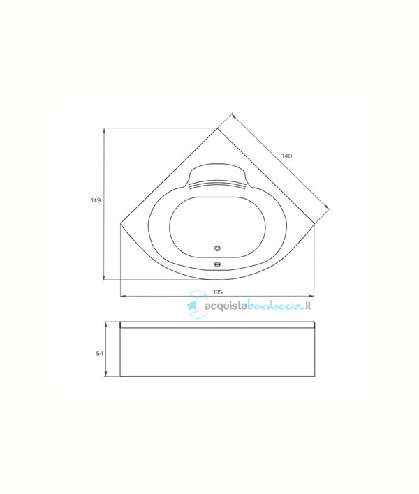 vasca idromassaggio con avviamento digitale in acrilico 140x140 cm  - niagara vdg
