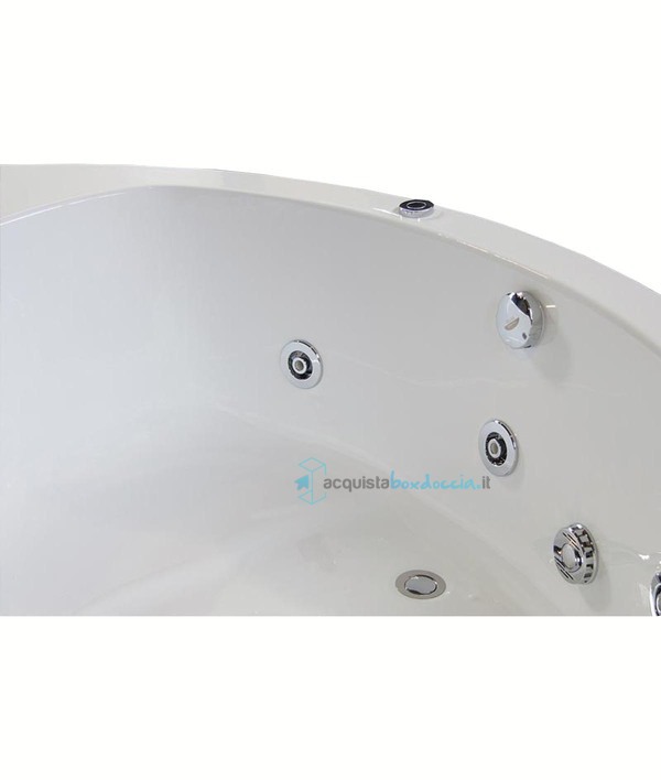 vasca con sistema combinato touchscreen whirpool - airpool - faro a led - disinfezione  in acrilico 140x140 cm  - laura vtdf