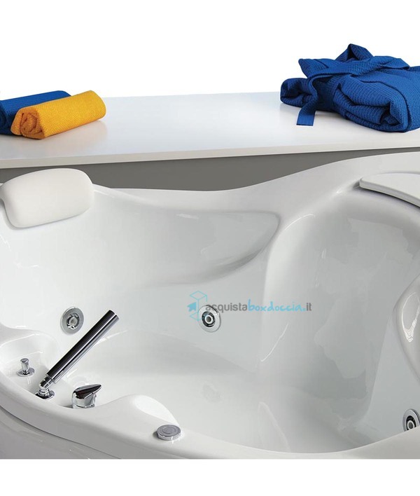 vasca con sistema combinato touchscreen whirpool - airpool - cromoterapia in acrilico 150x150 cm  - sinergia vtc