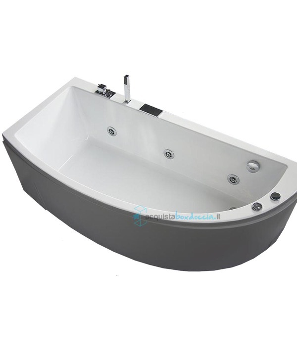 vasca con sistema combinato touchscreen whirpool - airpool - cromoterapia - disinfezione  in acrilico 170x170x78 cm - neo vtdc