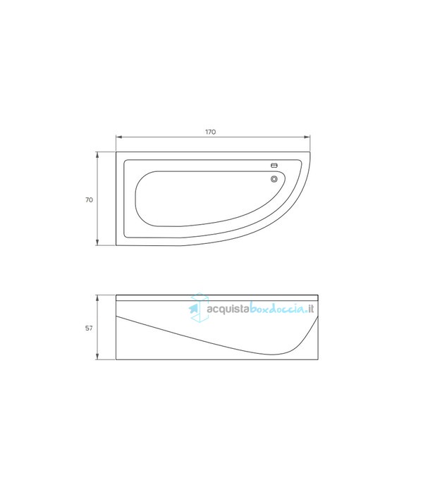 vasca idromassaggio con avviamento pneumatico in acrilico 170x170x78 cm  - neo vpn