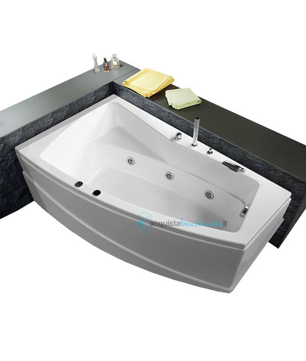 vasca con sistema combinato touchscreen whirpool - airpool - cromoterapia - disinfezione  in acrilico 170x100x55 cm - greta vtdc