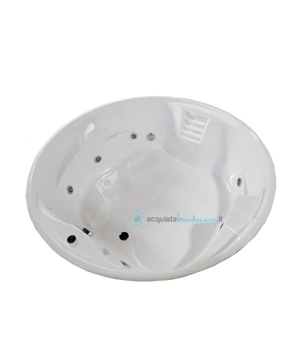 vasca con sistema combinato touchscreen whirpool - airpool - faro a led - disinfezione  in acrilico Ø170 cm - london eye vtdf