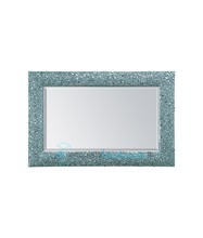specchiera in graniglie metal di vetro fuso finitura azzurro 90x60 cm - global trade - cod. sp.10.az