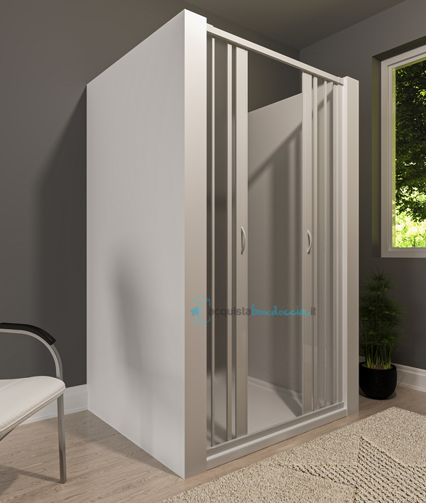 porta doccia soffietto chiusura centrale 155 cm in pvc bianco - corfu' - ventana