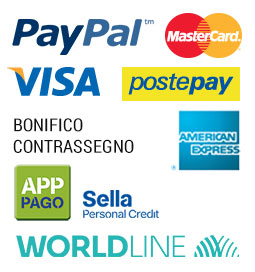 Metodi di pagamento: Paypal, bonifico, carte di credito e contrassegno