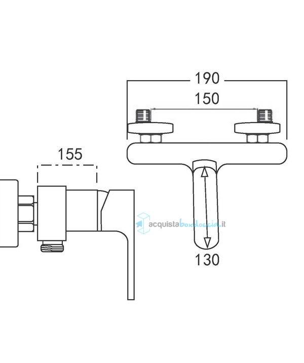 miscelatore esterno doccia completo di kit doccia, flessibile, supporto e doccia serie lm