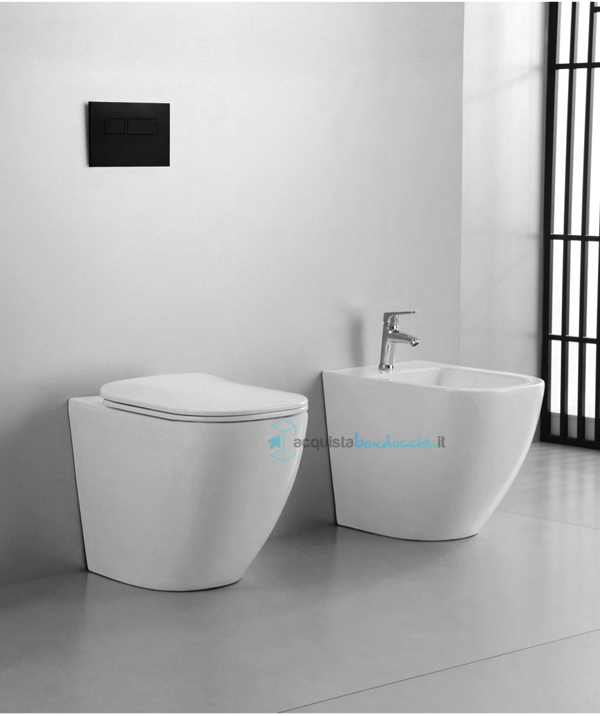 Vendita vaso wc + bidet+ coprivaso sanitari a pavimento filo muro ceramica  moonriver 305