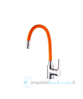 miscelatore cucina canna flessibile e girevole colore arancione completo di flessibili serie mc