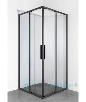 box doccia angolare porta scorrevole 100x110 cm trasparente serie dark