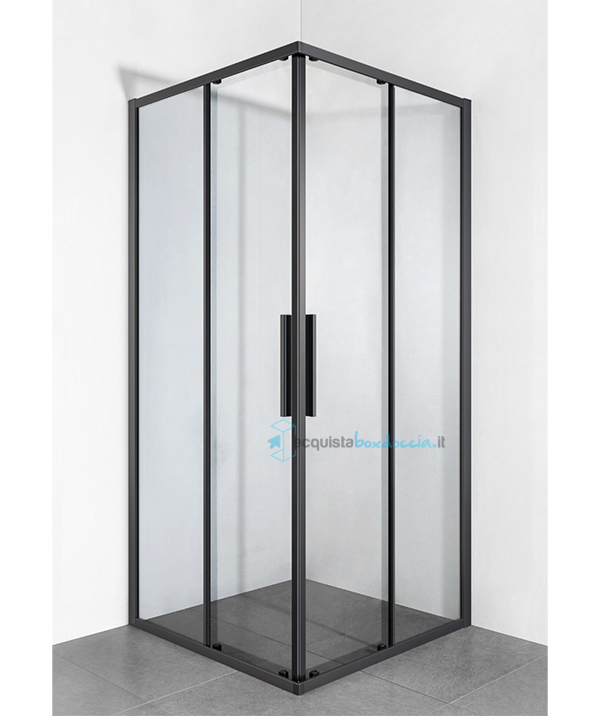 box doccia angolare porta scorrevole 110x115 cm trasparente serie dark