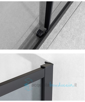 box doccia angolare porta scorrevole 60x113 cm trasparente serie dark