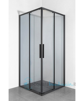 box doccia angolare porta scorrevole 60x60 cm fume' serie dark