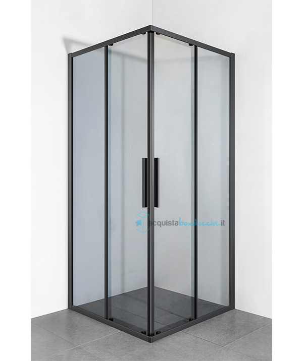 box doccia angolare porta scorrevole 100x110 cm fume' serie dark