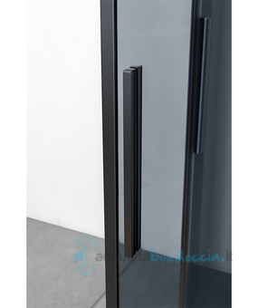 box doccia angolare porta scorrevole 60x113 cm fume' serie dark