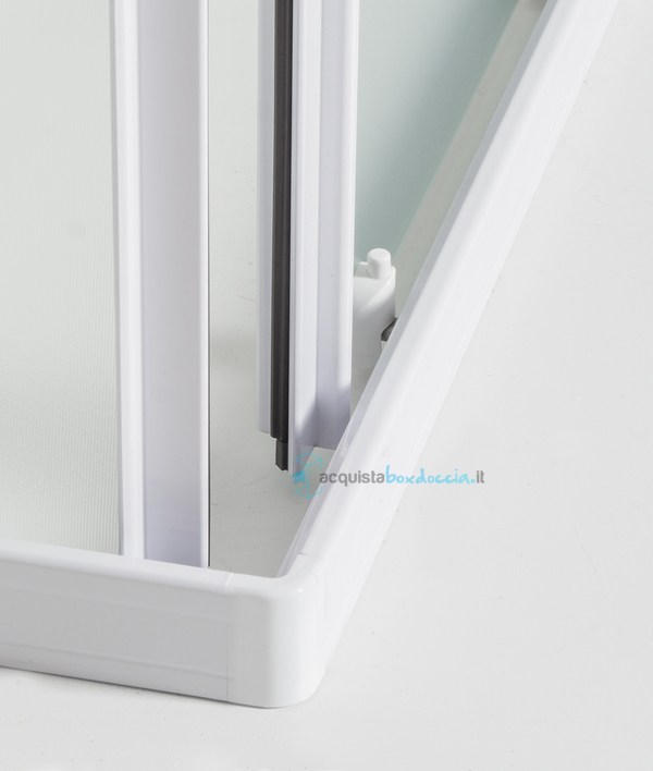 box doccia angolare porta scorrevole 80x80 cm opaco bianco