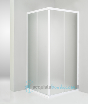 box doccia angolare  porta scorrevole 74x91 cm opaco bianco