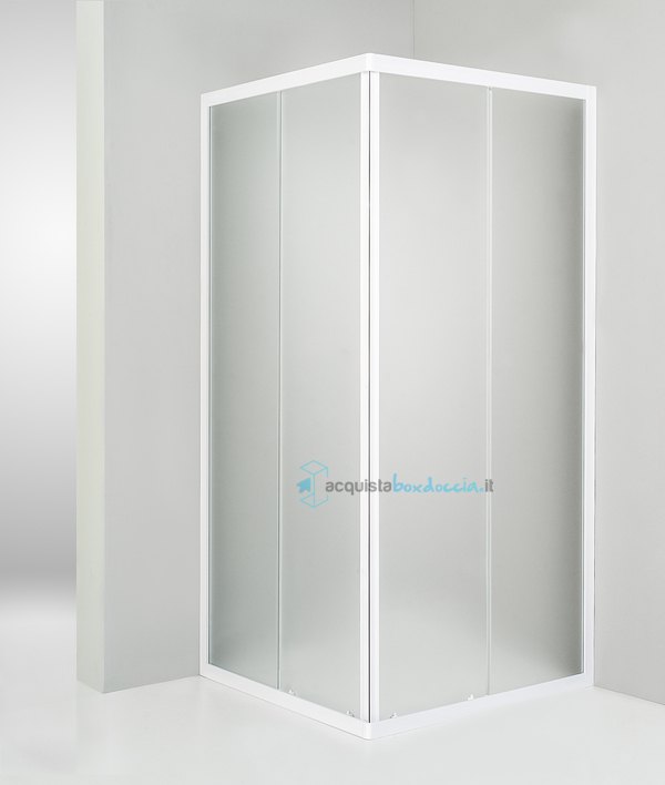 box doccia angolare  porta scorrevole 90x76 cm opaco bianco