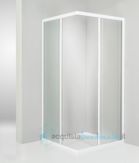 box doccia angolare  porta scorrevole 71x89 cm opaco bianco