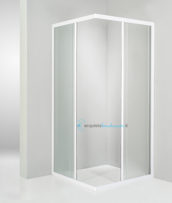 box doccia angolare  porta scorrevole 74x73 cm opaco bianco