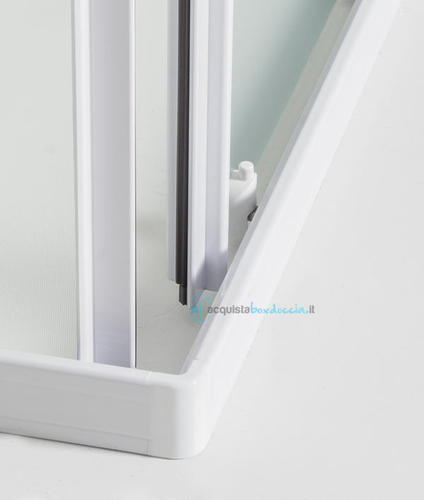 box doccia angolare  porta scorrevole 72x88 cm opaco bianco