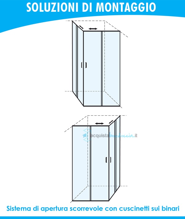 box doccia angolare porta scorrevole 65x65 cm opaco bianco