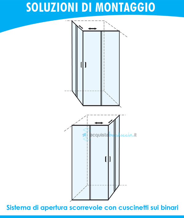 box doccia angolare  porta scorrevole 89x92 cm opaco bianco