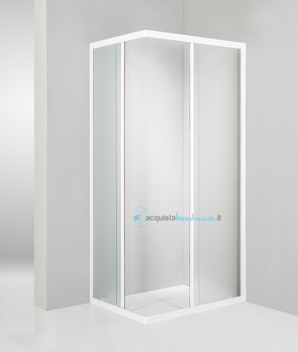 box doccia angolare porta scorrevole 70x90 cm opaco bianco