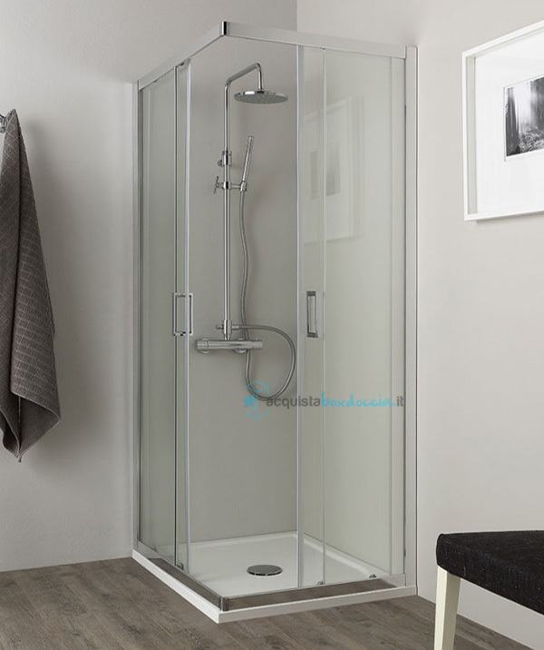 box doccia angolare porta scorrevole 62x60 cm trasparente