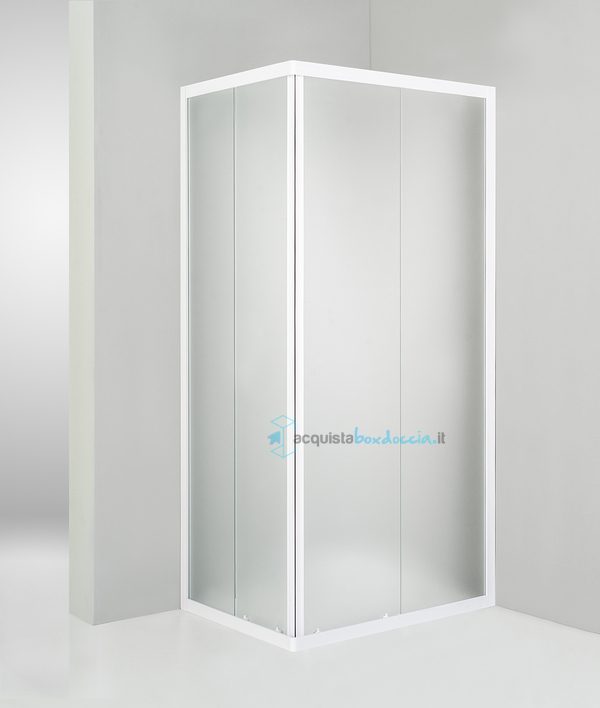 box doccia angolare porta scorrevole 75x85 cm opaco bianco