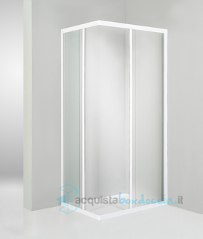 box doccia angolare porta scorrevole 65x70 cm opaco bianco