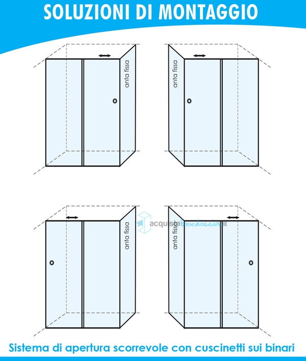  box doccia angolare anta fissa porta scorrevole 80x160 cm trasparente