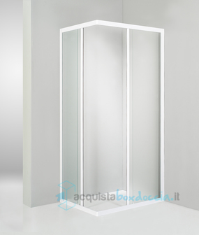 box doccia angolare porta scorrevole 70x77 cm opaco bianco