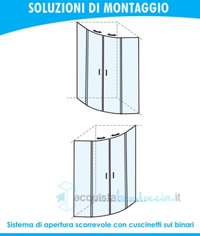 box doccia semicircolare 90x90 cm trasparente serie n