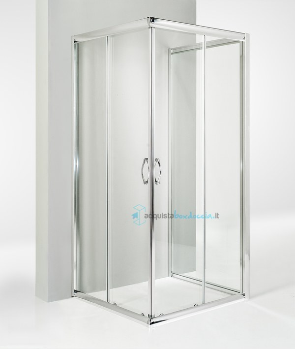 box doccia 3 lati porta scorrevole 75x75x75 cm trasparente