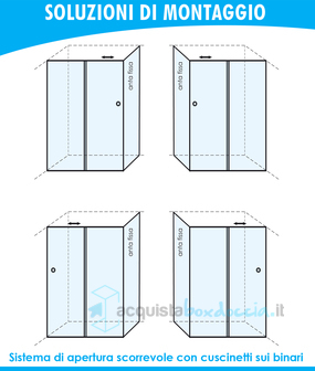 box doccia angolare anta fissa porta scorrevole 80x125 cm trasparente