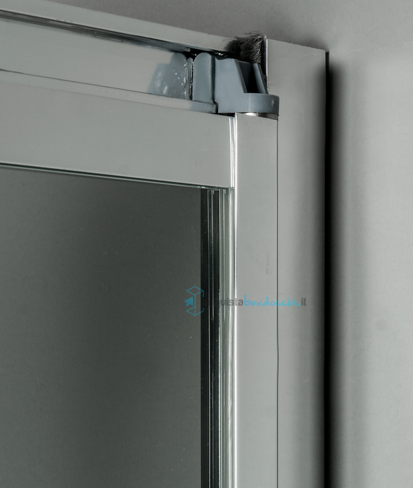 box doccia angolare anta fissa porta soffietto 100x75 cm trasparente